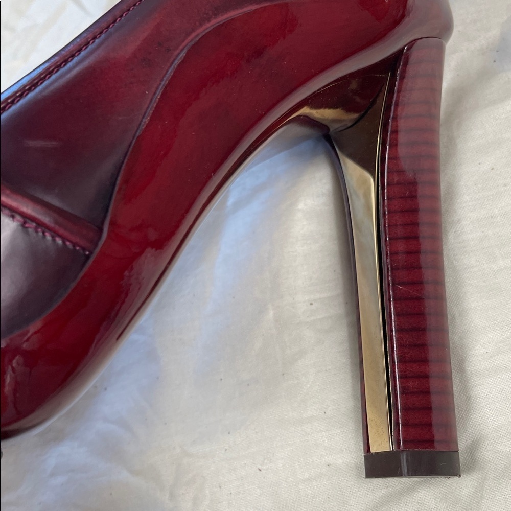 NIB Salvatore Ferragamo Reina Loafer Heels Pumps Red Oxblood Glossy Sz 5.5 - Picture 15 of 15